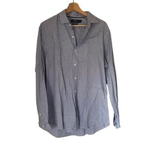 Polo Ralph Lauren 100% Cotton Stretch Blue/ White Button Down Shirt Large